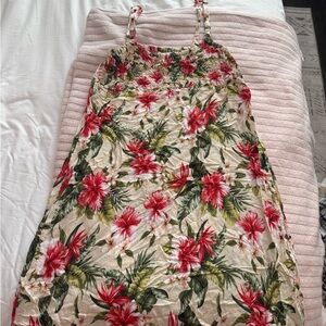Island Planet Floral Print Sleeveless Sundress in Cream and Red